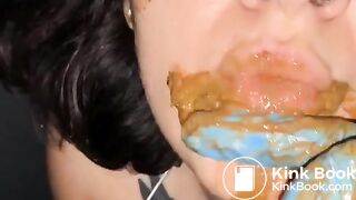 Portapotty shit on lips of worthless human toilet