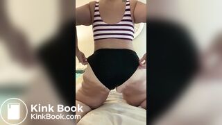 Scat Slut in bikini fingering shitty holes