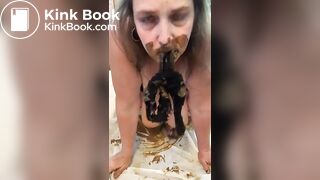 Scat slut eating shit from panties