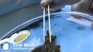 Asian girls scat eating