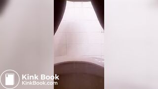 Fully naked and taking a big shit while peeing