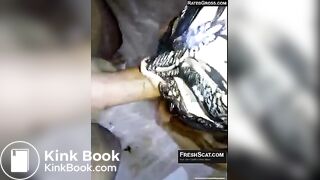 Pierced hotty gets off smearing and eating scat