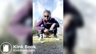 Girls pooping outdoor