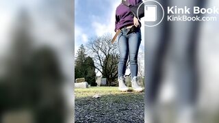 Girls pooping outdoor