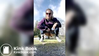 Girls pooping outdoor