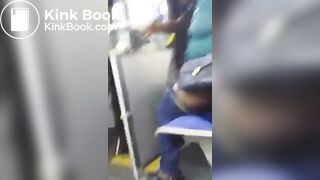 Filthy Fat Ass Black Slut pisses on bus seat