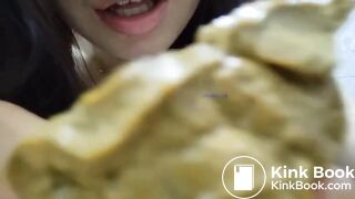 Scat filthy Chinese bitch eats shit