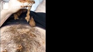 hairy young male smears and eats and cums