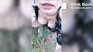 whore picking up dogshit and eats it