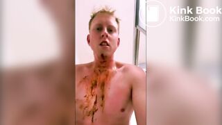 naked Chase eats & swallows his shit