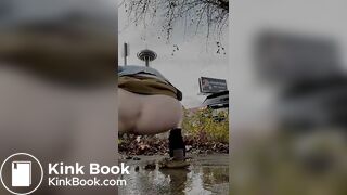 Girls pooping outdoor