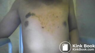Twink smearing shit on his chest
