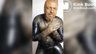 Posing around in rubber, covered in my own shit