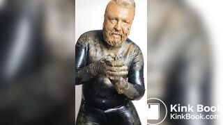 Posing around in rubber, covered in my own shit