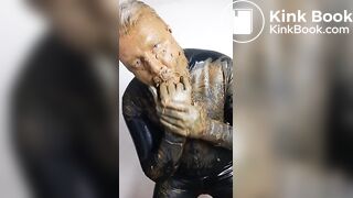 Posing around in rubber, covered in my own shit