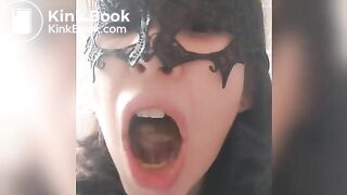 Retard bitch eating shit from man's asshole