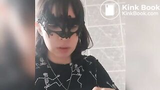 Retard bitch eating shit from man's asshole