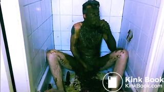 mature guy gets naked & covers himself in shit