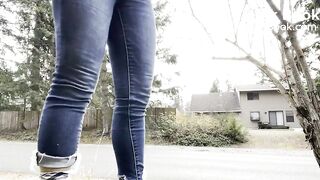 Girls pooping outdoor