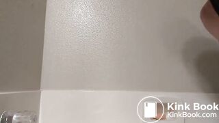 Sexy cross dresser uses piss to shave his pubes