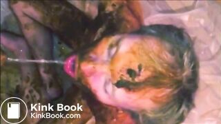 naked shit boy drinking piss