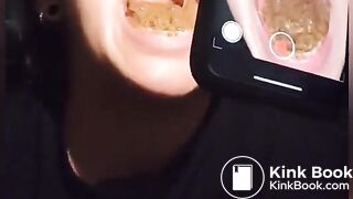 Scat rimjob while master shitting