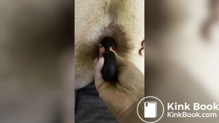 Amateur uses anal beads on male ass, with scat