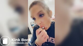 Dirty butt slut cleaning her plug