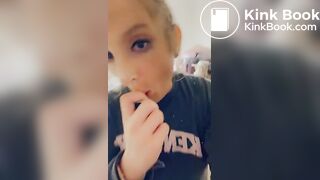 Dirty butt slut cleaning her plug