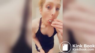Girl eating her own shit