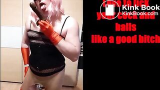 Ophelie sucks shit covered toy