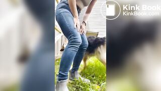 Girls pooping outdoor
