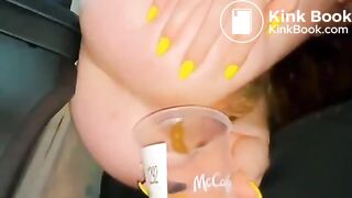 White girl shits in McDonald's cup