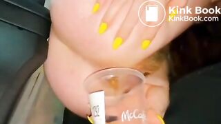 White girl shits in McDonald's cup