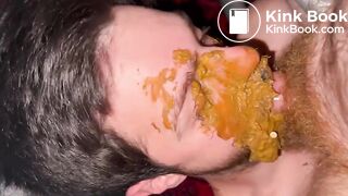 Nice cumshot in scat filled mouth!