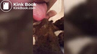 guy licking his handful of shit