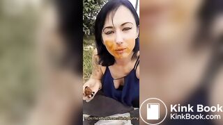 Scat Girl Eating Shit Outdoors