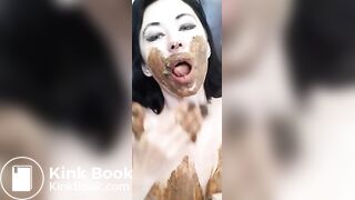 Scat Milf  smeared  sucking shit dildo