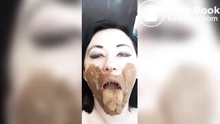 Scat Milf  smeared  sucking shit dildo