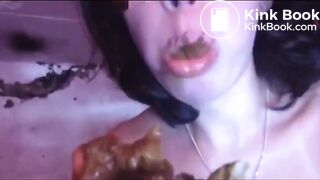 Amateur scat whore eating and swallowing shit
