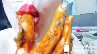 Dirty anal teen tastes shit