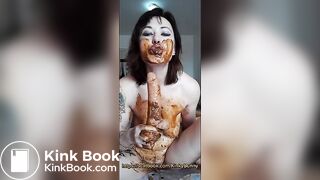 Smeared milf  suck shit dildo, dirty blowjob