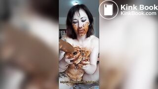 Smeared milf  suck shit dildo, dirty blowjob