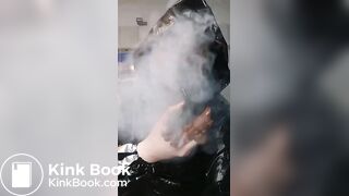 Smoking a pipe with a shit covered face