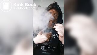 Smoking a pipe with a shit covered face