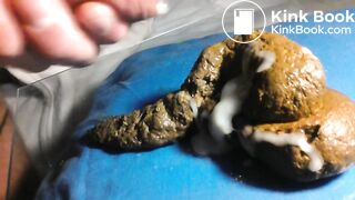 covering fresh shit with cum