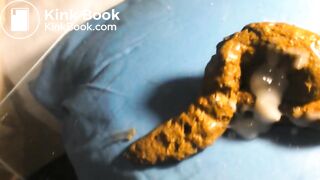 covering fresh shit with cum