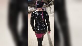 Real Public Latex Walking by Mistress