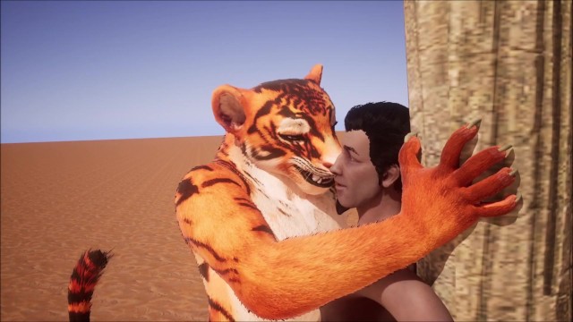 Furry domination animation (tiger suit)