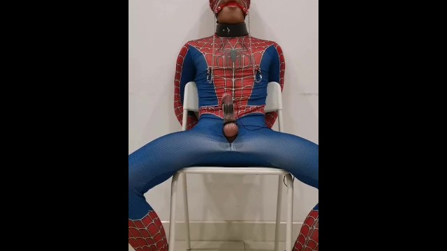 Spiderman bound to cum